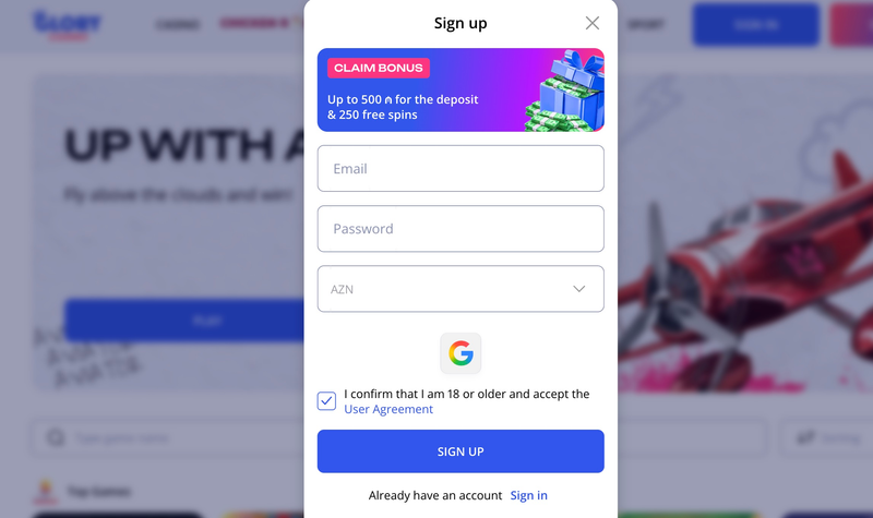 Glory Casino registration in Bangladesh